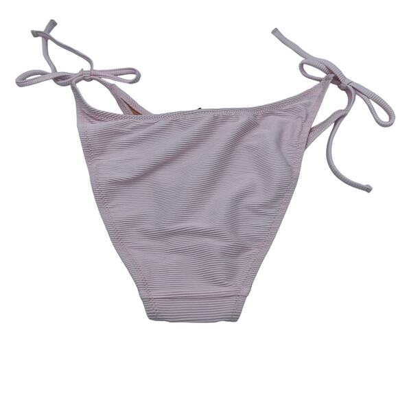 New J. Crew Pink Ribbed Side Tie Cheeky Bikini Swim Bathing Suit Bottom Medium - Picture 5 of 8